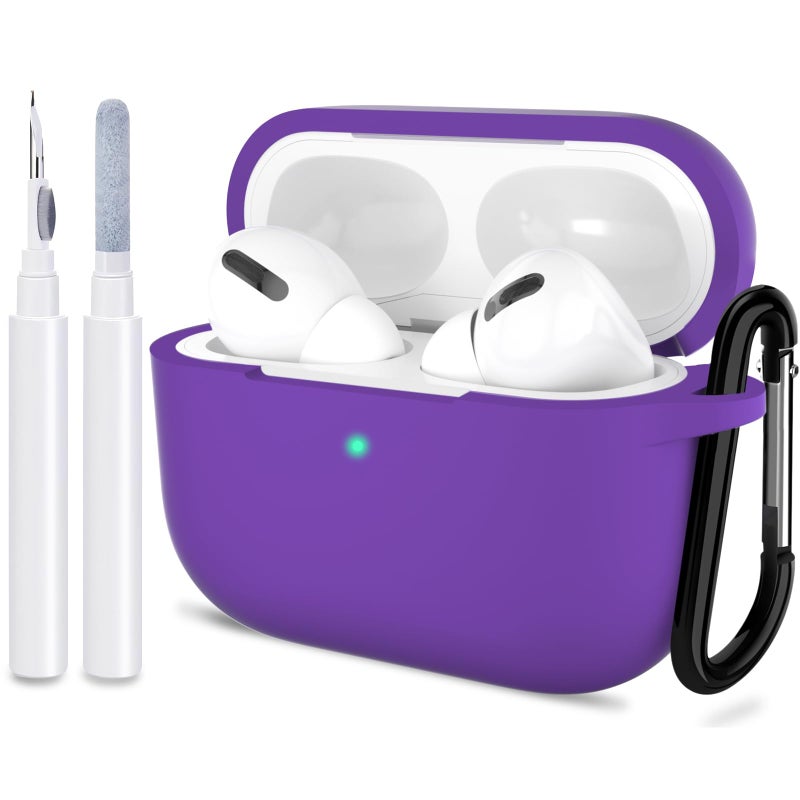 ATUAT for AirPods Pro 1st/2nd Generation Case Cover, Protective Silicone Skin Accessories with Keychain for Women Men for Apple AirPods Pro 2019/2022 Charging Case,Front LED Visible-Purple - Image 1